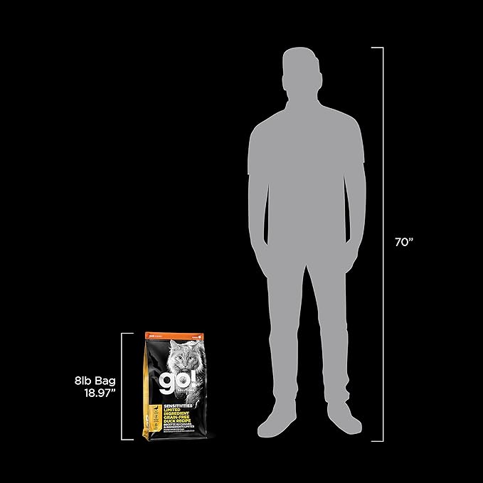 Go! Solutions Sensitivities Limited Ingredient, Grain-Free Dry Cat Food, Duck Recipe for Sensitive Stomach, 8 lb Bag-PurrikoPets