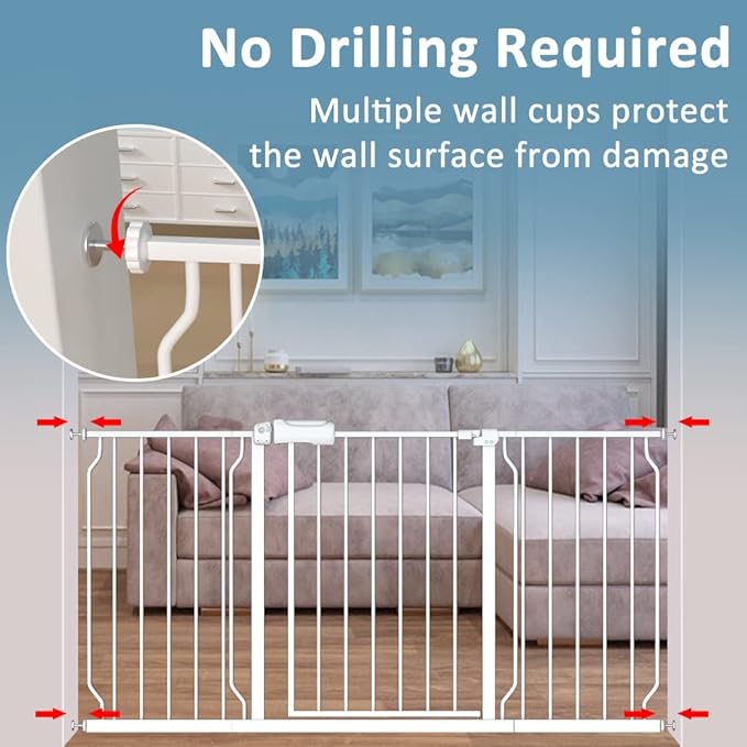 Extra Wide Baby Gate 4.72in Extensions Walk Through Baby Gate Pressure Mount Auto Close Child Safety Gates (White, Extension-4.72"/12cm)-PurrikoPets