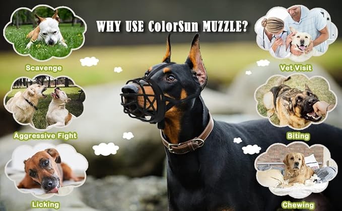 Dog Muzzle Breathable Basket Muzzles for Large and X-Large Dogs, Stop Biting, Barking and Chewing, Best for Aggressive Dogs Black Brown (Black Rubber, XL)-PurrikoPets