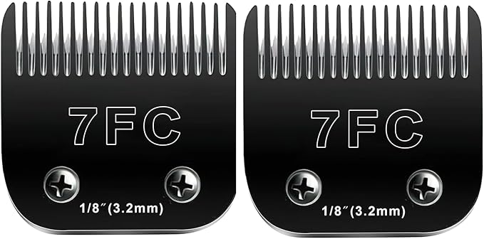 7F Blades Dog Grooming Blades Compatible with Andis/Oster A5/Wahl KM-10 Series Dog Clippers,Detachable Clipper Replacement Blade,Black (7FC/2PCS)-PurrikoPets