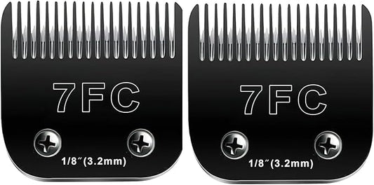 7F Blades Dog Grooming Blades Compatible with Andis/Oster A5/Wahl KM-10 Series Dog Clippers,Detachable Clipper Replacement Blade,Black (7FC/2PCS)-PurrikoPets