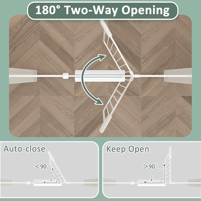 57.5"-62" Extra Wide Auto Closing Baby Safety Gate for Stairs & Doorways, Pressure Mounted No Drill Pet Gate with Walk-Through Door - Heavy Duty Childproof Gate for Toddlers, Kids, Dogs (White)-PurrikoPets