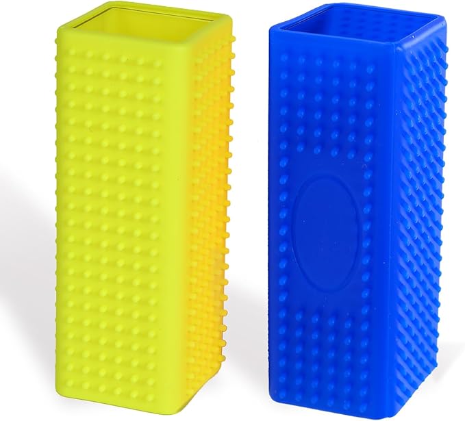 2pcs Pet Dog Cat Hair Remover, Pet Hair Removal Tool, Hollow Cleaner Brush for car，Interior, Furniture, Sofa (blue and yellow)-PurrikoPets
