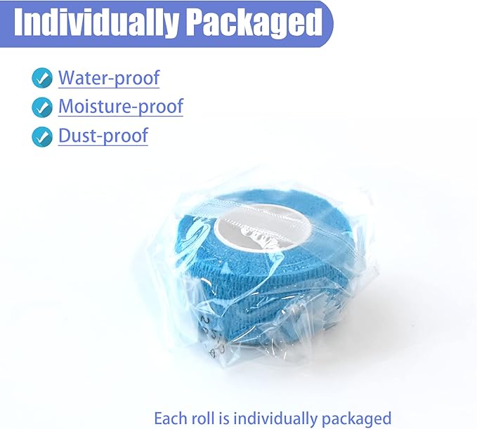 9 Pack 1" x 5 Yards Self Adhesive Bandage Wrap Self Stick Wrap for Ankle, Wrist, Finger, Sports, Breathable Cohesive Vet Tape for Pets (Light Blue)-PurrikoPets