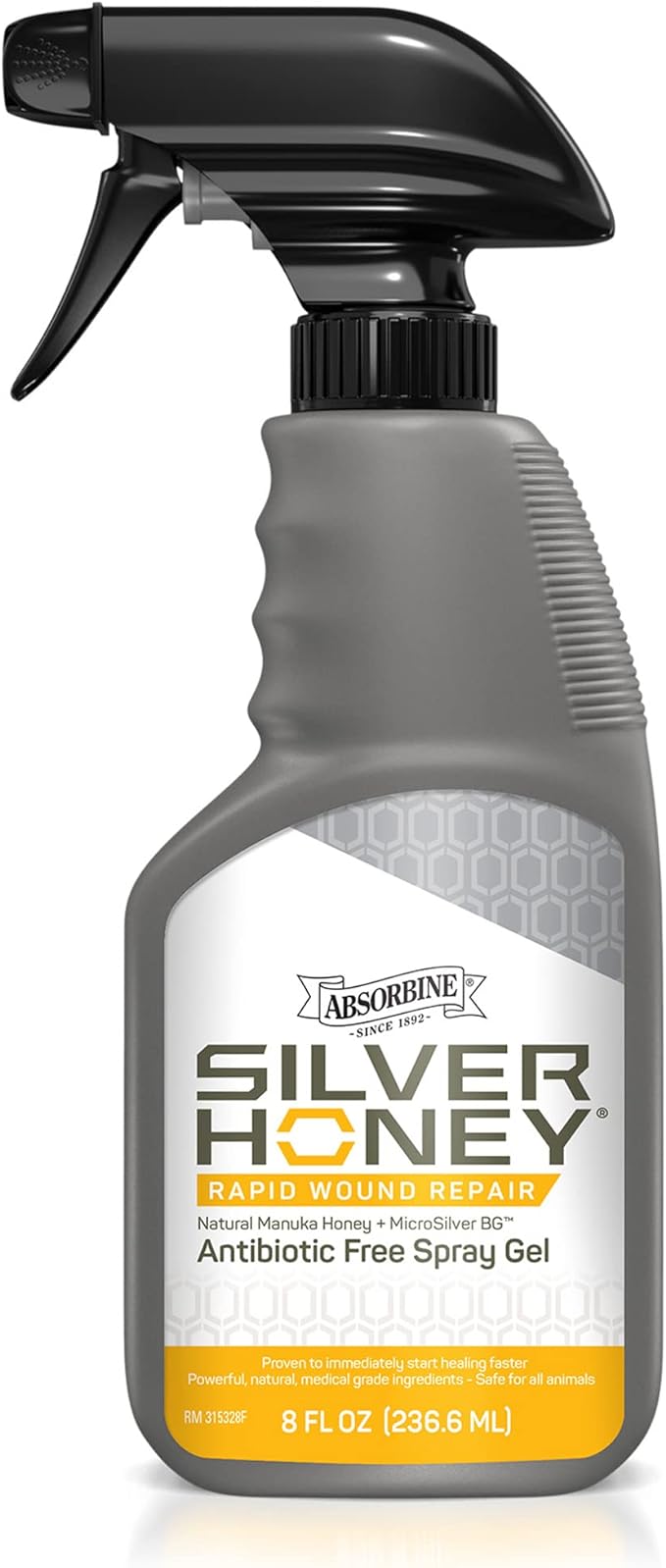 Absorbine Silver Honey Rapid Wound Repair Spray Gel 8oz Bottle, Manuka Honey & MicroSilver BG-PurrikoPets