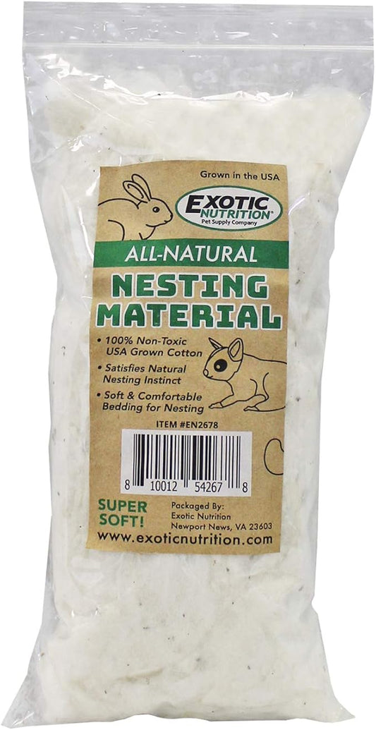 All-Natural Nesting Material (1.5 oz.) - 100% Cotton Eco-Friendly Animal Bedding - For Sugar Gliders, Squirrels, Hamsters, Rabbits, Chinchillas, Rats, Mice, Gerbils, Guinea Pigs and Other Small Pets-PurrikoPets