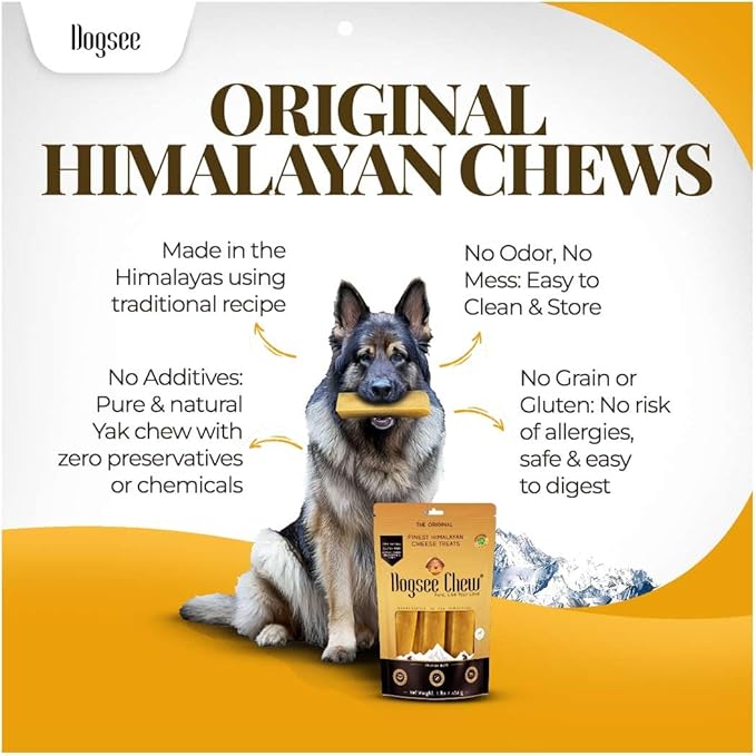 Dogsee Original Himalayan Yak Chews for Dogs 2lb (Medium - 12 Bars) | 100% Natural | Dog Treats Healthy | No Grain, No Gluten | Teeth Cleaning-PurrikoPets