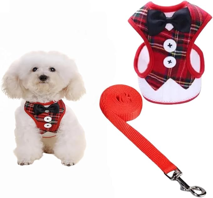 Dog Tuxedo for Wedding, Formal Pet Suit with Bow Tie and Leash, Adjustable Dog Costume for Small Medium Large Dogs, Birthday Christmas Halloween Party Apparel, M（8-14LB）-PurrikoPets