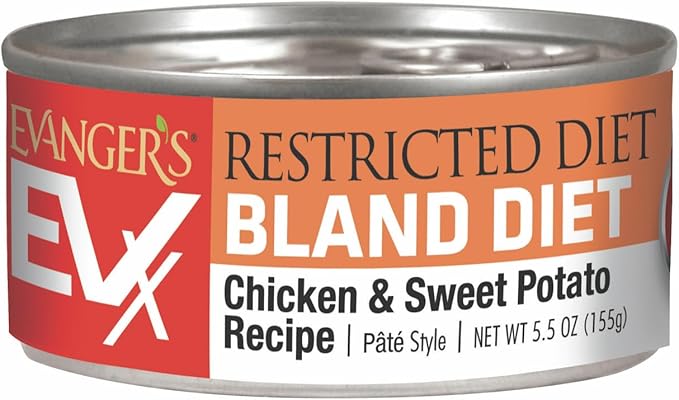 Evanger's EVX Restricted Diet Bland Diet Canned Cat Food – 24 Count, 5.5 oz Each – Chicken & Sweet Potato Recipe with Prebiotics & Postbiotics for Digestive, Microbiome & Gut Health Support-PurrikoPets