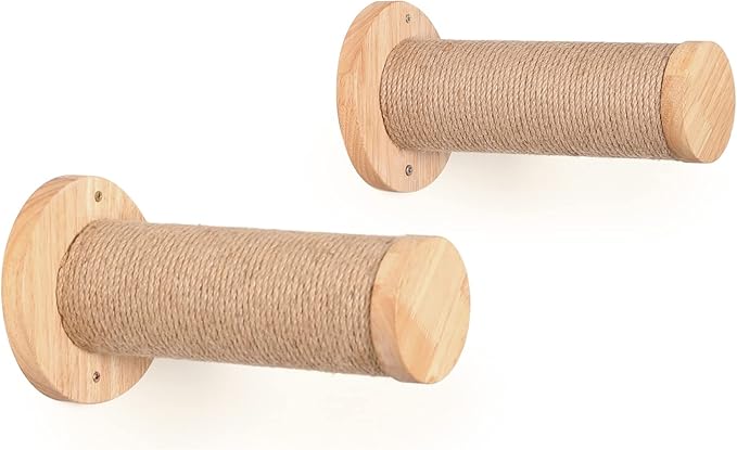 FUKUMARU Cat Wall Furniture, 11.8 Inch Cats Steps for Drywall, Kitten Stairs for Wall Mounted with Jute Scratching Kittens Shelf, 2 of Pack-PurrikoPets