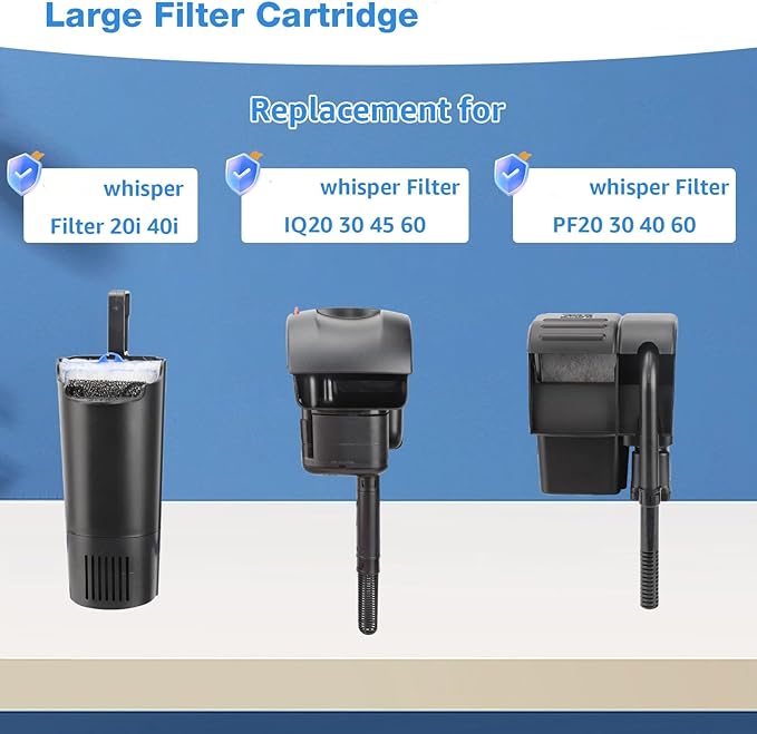16 Count Assembled Large Filter Cartridges Compatible with Tetra Whisper Bio-Bag Filters 20i 40i IQ20/30/45/60 PF20/30/40/60, Large Replacement Filter Cartridges for Whisper Filters & Aquariums-PurrikoPets
