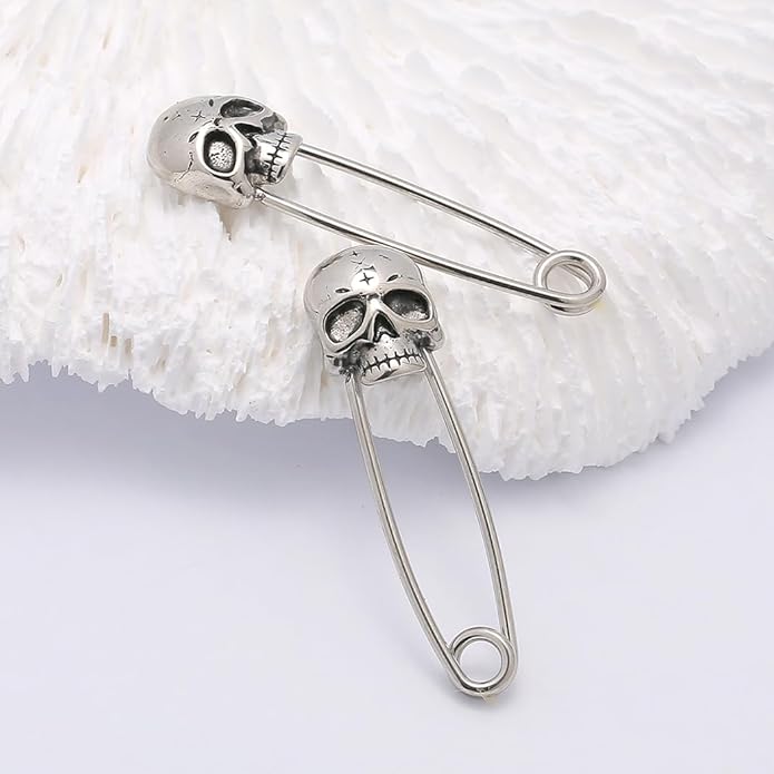 Excepro Nipple Piercing Jewelry Skull Shape Pin Shape 316L Stainless Steel