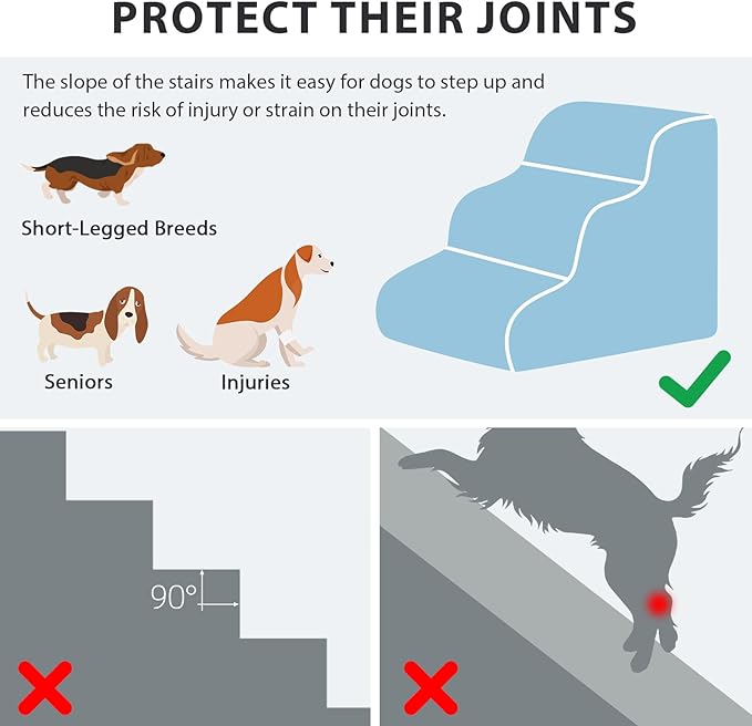 Dog Stairs for High Beds, 4-Step Dog Steps for Small Dogs and Cats, Foldable Pet Stairs for High Bed Climbing, Non-Slip Balanced Pet Step Indoor, Dark Grey-PurrikoPets