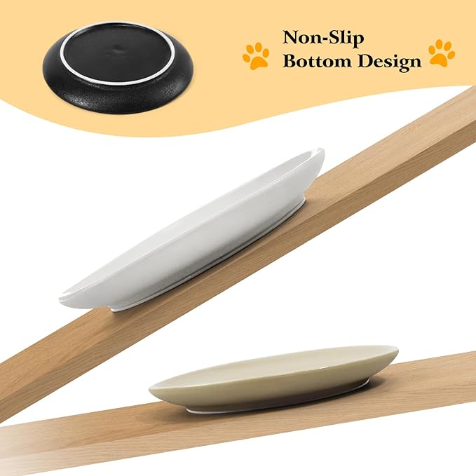 3PCS Cat Food Bowl,Ceramic Cat Dish for Indoor Cats,Wide Shallow Cat Bowls for Dry and Wet Food,Anti Whisker Fatigue Cat Plates for Kitten Cats or Dogs-PurrikoPets