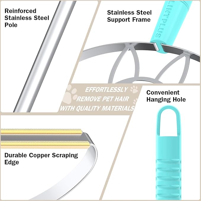 63“Ultra Long Carpet Rake by LINTPLUS-Heavy Duty Carpet Scraper & Pet Hair Remover for Deep Cleaning, Efficient Dog Hair Remover for Carpets,Rugs,Furniture-Durable Carpet Rake for Home Use-PurrikoPets