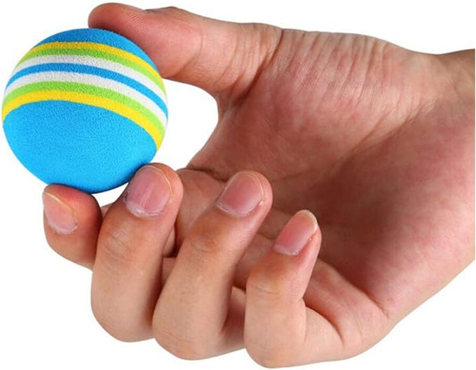 12 Pack 2 Color Rainbow Cat Toy Balls Soft EVA Foam Interactive Indoor Kittens Favorite Toys 1.38" Dia. Small Dogs Puppies Toy Balls Bulk Activity Chase Quiet Play Sponge Ball-PurrikoPets