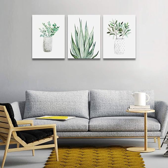 farmhouse Wall Art painting for dining room bathroom Abstract Canvas art family Wall decor for Bedroom kitchen Wall Decoration Living Room decor art Green Leaf pictures Artwork for home walls 3 piece-PurrikoPets