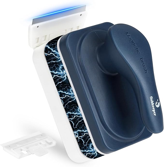 fishkeeper Aquarium Strong Magnetic Glass Cleaner Brush, Fish Tank Algae Magnet Cleaning Tool with 2 Detachable Scrapers, Mag Float Scrubber for 0.2 Inch Glass and Acrylic Tanks-PurrikoPets