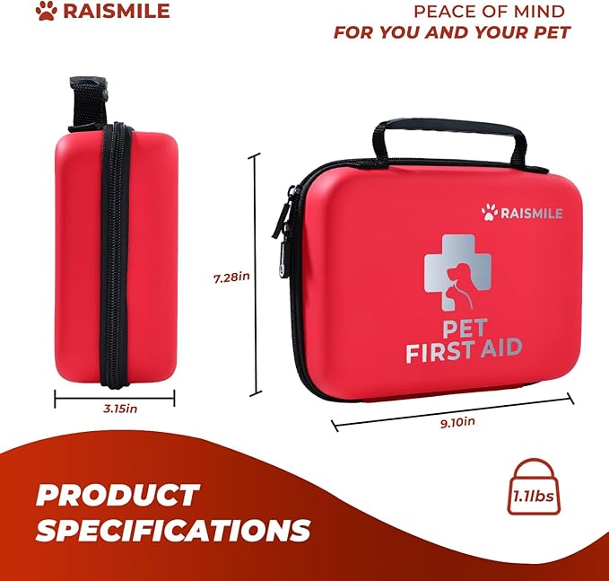 Dog First Aid Kit, Pet First Aid Supplies for Treat Dogs & Cats in an Emergency, Ideal for Use at Home, Outdoors, Traveling-PurrikoPets