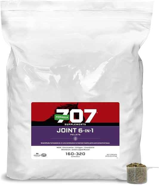 Formula 707 Joint 6in1 Equine Supplement, 20lb Refill Bag – MSM, Glucosamine, Chondroitin, Collagen, Bromelain & Green-Lipped Mussel for Horses-PurrikoPets