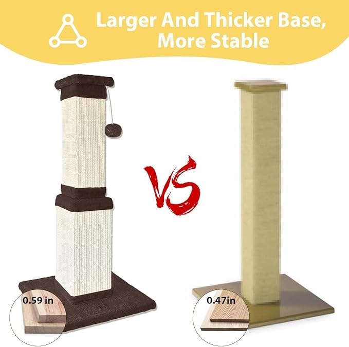 AGYM Cat Scratching Post, 32 Inch Cat Scratch Post for Cats and Kittens, Protect Your Furniture and Exercise Cats, Nature Sisal Modern Cat Scratcher for Indoor Cats, Brown-PurrikoPets