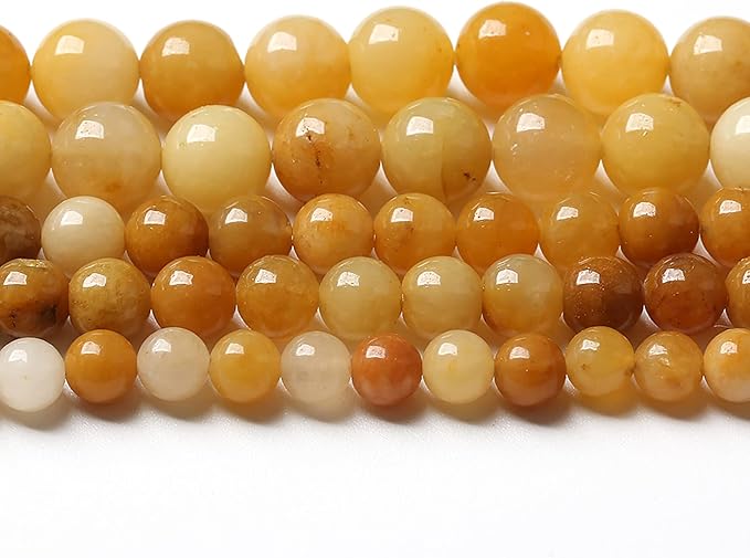 6mm 60pcs Natural Yellow Aventurine Jade Beads Round Loose Beads Energy Crystal Healing Power Gemstone for Jewelry Making DIY Bracelet 15 Inch