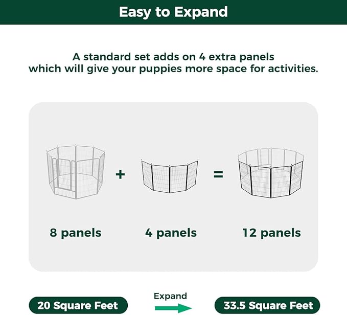 FXW Rollick Unleashed Dog Playpen for Indoor, Yard, RV Camping, 45 inch 4 Panels for Large Dogs, Black│Patented-PurrikoPets