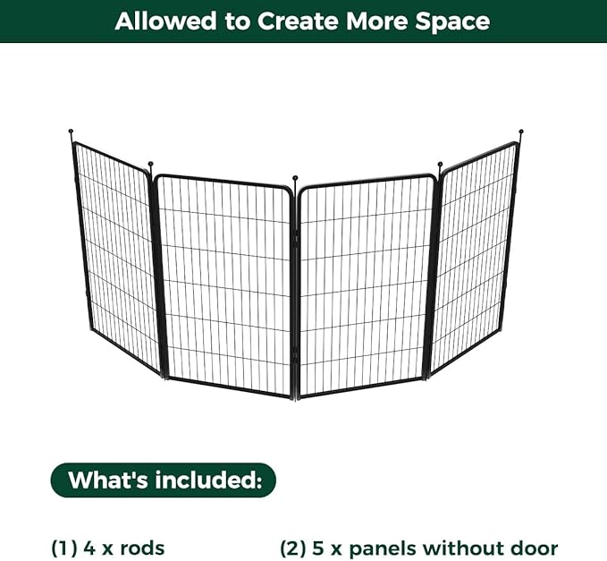 FXW Rollick Unleashed Dog Playpen for Indoor, Yard, RV Camping, 45 inch 4 Panels for Large Dogs, Black│Patented-PurrikoPets