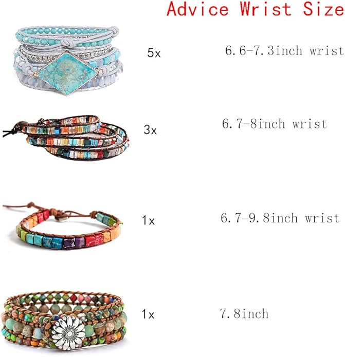 YGLINE Boho Handmade Wrap Leather Tube Crystal Stone Bracelet for Women