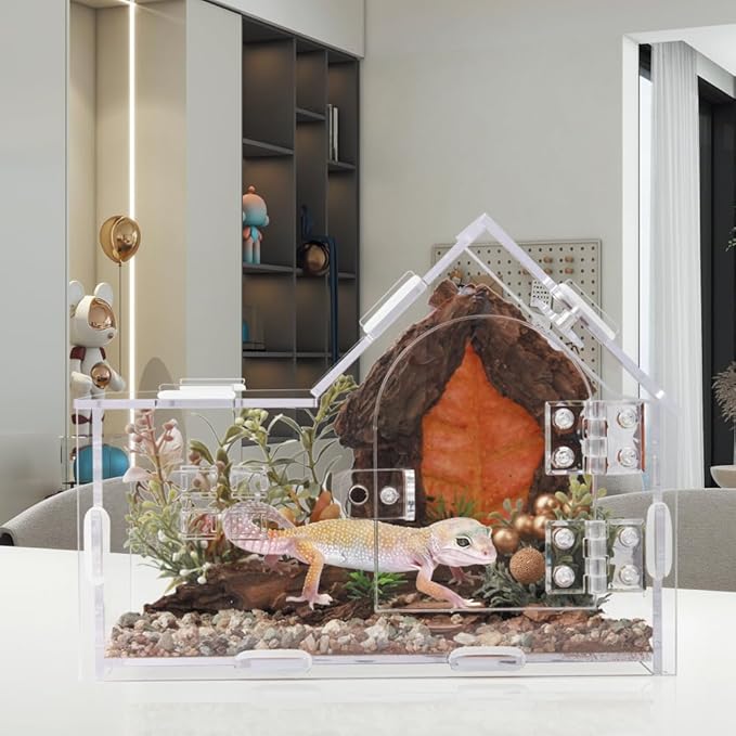 Acrylic Jumping Spider Enclosure - Versatile Reptile Enclosure with One-Click Magnetic Closure, Perfect for Tarantula, Gecko, Chameleon, Beetle, Mantis, and Hermit Crab-PurrikoPets