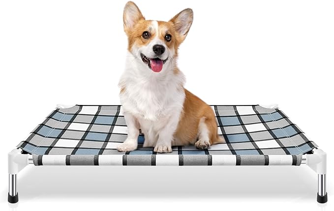 Elevated Outdoor Raised Dog Bed Outdoor Dogs Bed Lifted Pet Bed Dog Cot for Pet Taste Life, Start with A Pet Bed 26'' x 20'' x 6.5''-PurrikoPets