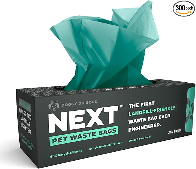 Doggy Do Good Next Pet Waste Bags, Landfill Friendly Recycled Plastic Unscented Dog Poop Bags for Dogs, Thick & Leakproof, Strong, Earth Friendly Poop Bags, 300 Count-PurrikoPets