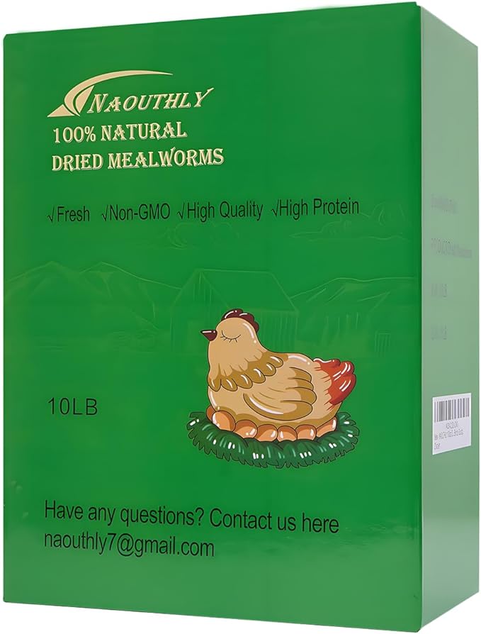 10lbs Dried Mealworms - Premium Non-GMO Chicken Feed, Nutritious High Protein Meal Worms- Food and Treats for Laying Hens, Wild Birds, Ducks, Chicken-PurrikoPets