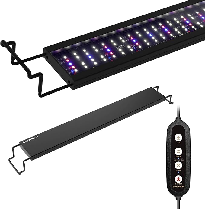 GLOWRIUM Aquarium Light, LED Freshwater Fish Tank Light with Timer, Full Spectrum Planted Aquarium Grow Lights with Daylight/Moonlight Mode, Brightness Adjustable, Auto On/Off (48-58 in)-PurrikoPets