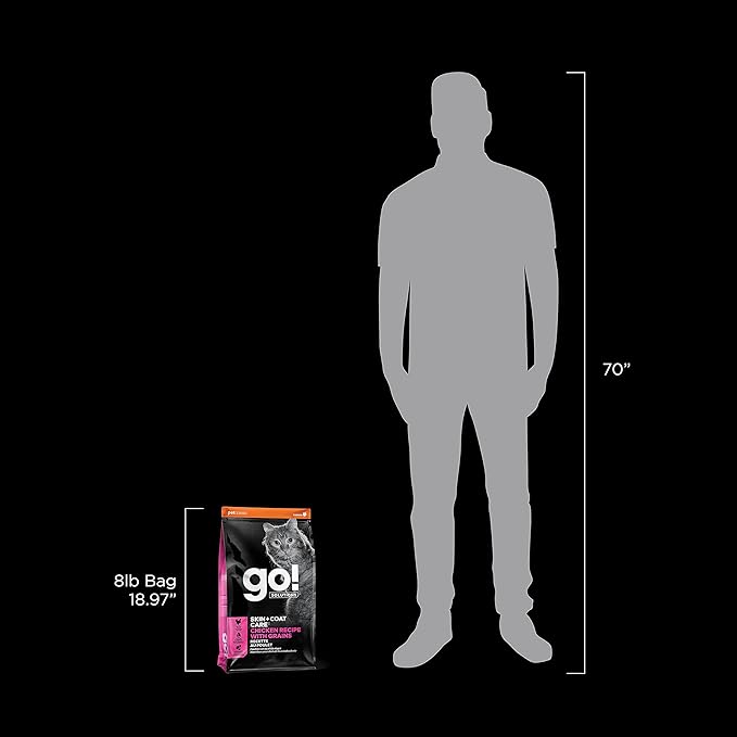 Go! Solutions Skin + Coat Care, Dry Cat Food, Chicken Recipe with Grains, 8 lb Bag-PurrikoPets