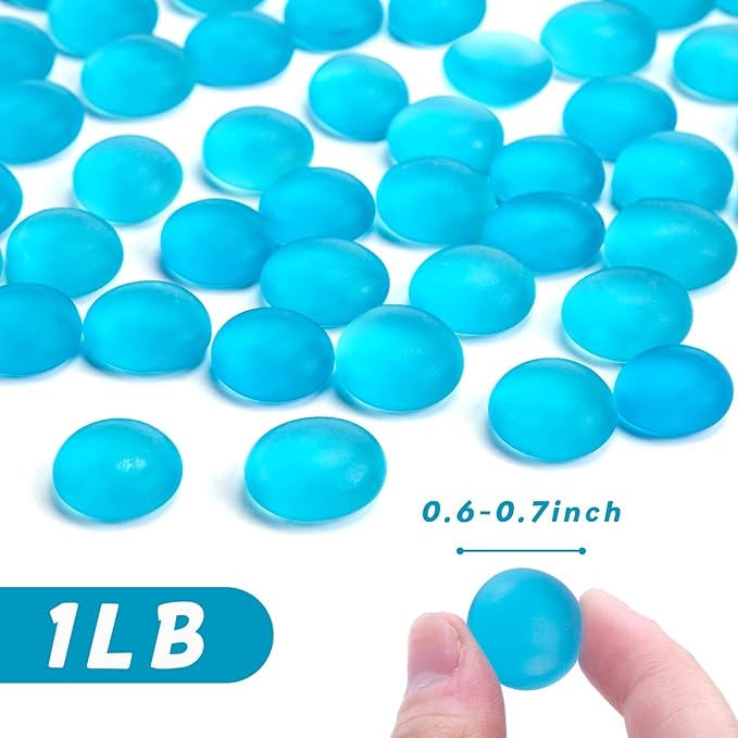 FUTUREPLUS 1LB Frosted Flat Marbles, Blue Glass Pebbles Beads Vase Fillers Decorative Fish Tank Aquarium Rocks for Centerpieces Table Decor-PurrikoPets