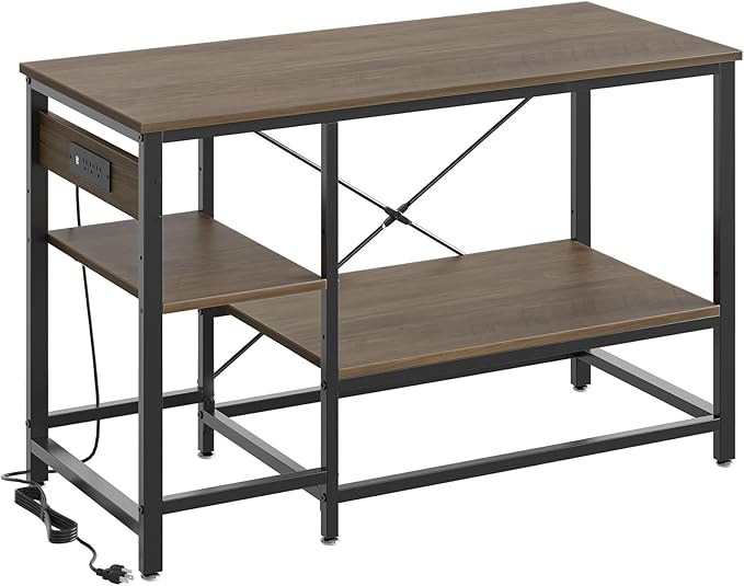 55 Gallon Fish Tank Stand with Charging Station, 49.2x13.8 Metal Aquarium Stand with 3-Tiers Adjustable Storage Shelves, 6-Legs Reptile Terrarium Stand, 700 LBs-PurrikoPets