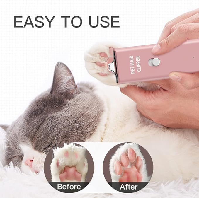 Feet Hair Trimmer, Dog Clippers,Quiet Washable USB Rechargeable Cordless Dog Grooming Kit,Electric Pets Hair Trimmers Shaver Shears for Dogs and Cats Pink-PurrikoPets