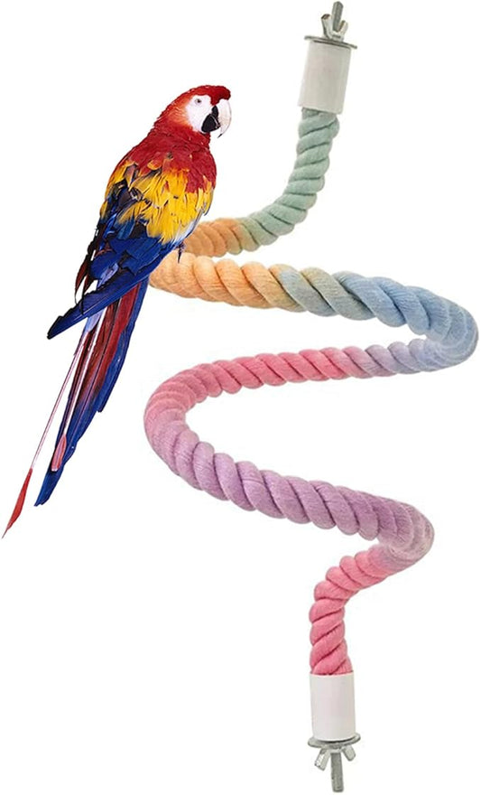 1pcs Gradient Colorful Bird Rope Perch Stand,Bird Cage Climbing Rope Toys Accessories,Bendable Climbing,Parakeet Lovebirds Cockatiels Budgies Play (31.4'')-PurrikoPets