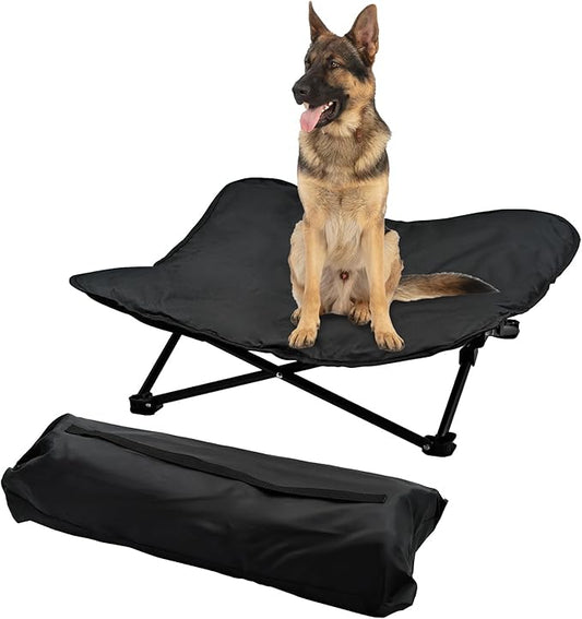 Elevated Dog Bed, Portable Raised Pet Cot for Outdoor and Indoor Folding Dog Cot Bed with Padded Filling Carrying Bag Included Pet Raised Travel Lounger for Camping Traveling (36x36x12inch)-PurrikoPets
