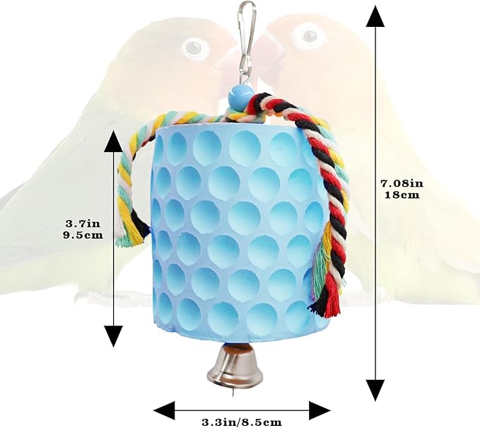 Extra Large Bird Chewing Toy, Parrot Beak Grinding Calcium Stone with Bells, Bird Cage Accessories, Cage Toys for Cockatiel Parakeet Parrot Budgies Rat Hamster Chinchilla Rabbit Bunny African Grey-PurrikoPets