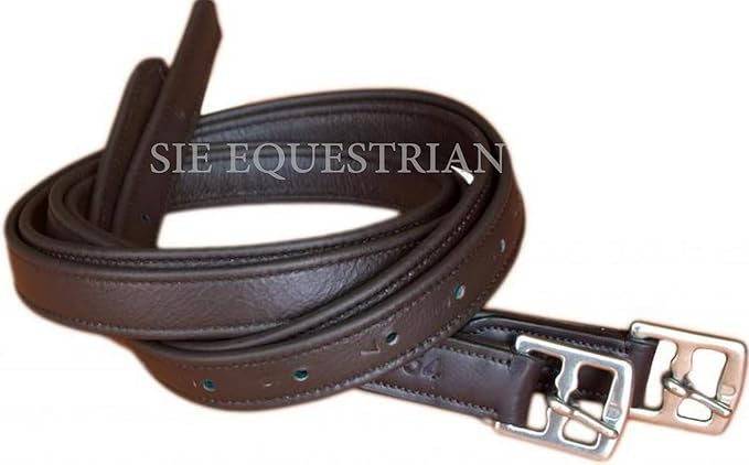 54" / 60" New 1" Super Soft English Stirrup Leathers Black/Havana (Havana, 60" x 1")-PurrikoPets