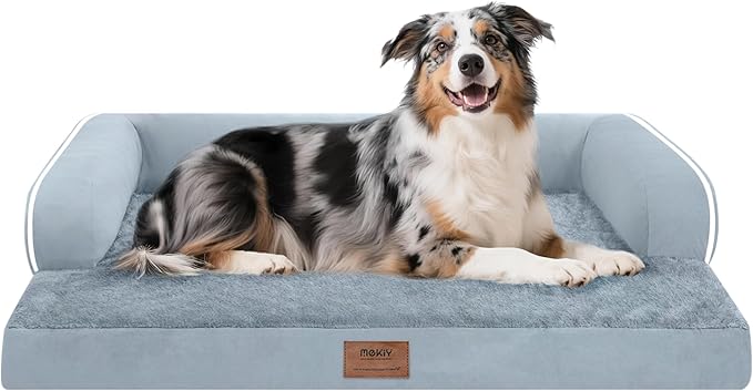 Extra Large Dog Bed-Orthopedic Waterproof XL Dog Bed for XLarge Extra Big Dogs - Foam Couch Sofa Washable with Removable Cover-Grey-PurrikoPets