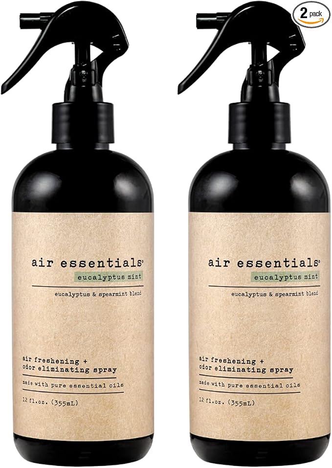 Air Essentials Air Freshener & Odor Eliminator Spray - 12 oz, Pack of 2 - Made with Pure Essential Oils - Eucalyptus Mint Scent-PurrikoPets
