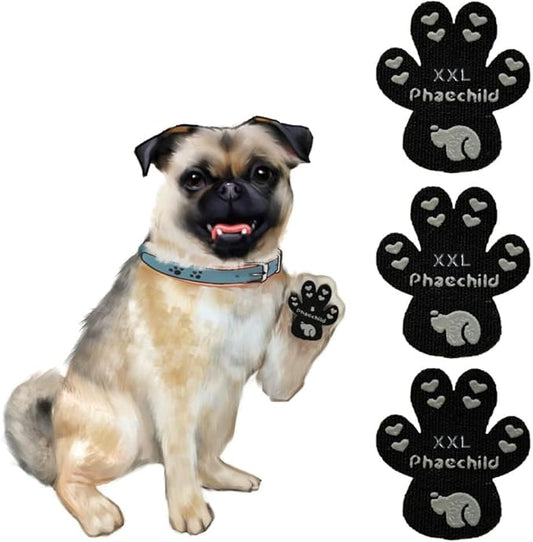 Dog Paw Pads Anti-Slip Grips,Dog Paw Protectors for Senior Dogs on Hot Pavement,Provides Traction to Keep Them from Slipping on Smooth Floors 12 sets-48 Pads Black XXL-PurrikoPets