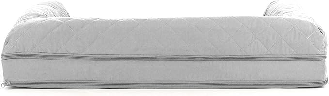 Furhaven Cooling Gel Dog Bed for Large/Medium Dogs w/ Removable Bolsters & Washable Cover, For Dogs Up to 55 lbs - Quilted Sofa - Silver Gray, Large-PurrikoPets