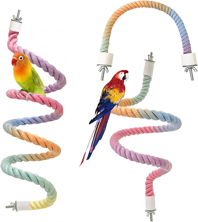 3pcs Gradient Colorful Bird Rope Perch Stand,Bird Cage Climbing Rope Toys Accessories,Bendable Climbing,Parakeet Lovebirds Cockatiels Budgies Play (15.7'',23.6'',39.3''B)-PurrikoPets