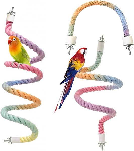 3pcs Gradient Colorful Bird Rope Perch Stand,Bird Cage Climbing Rope Toys Accessories,Bendable Climbing,Parakeet Lovebirds Cockatiels Budgies Play (15.7'',23.6'',39.3''B)-PurrikoPets