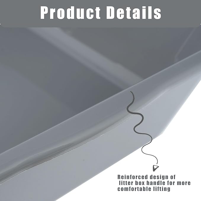 1 Pack of Extra Large Cat Litter Box (ABS Material), Low Entry Senior Litter Pen for Geriatric Kitty Big Cats, Jumbo Pet Safe Litter Boxes Tray for Indoor Pets Potty (Gray, 24" L x 20" W)-PurrikoPets