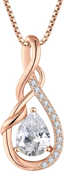 STARCHENIE Infinity Teardrop Pendant Necklace for Women 925 Sterling Silver Birthstone Jewelry